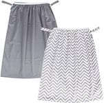 Teamoy (2 Pack) Reusable Pail Liner for Cloth Diaper/Dirty Diapers Wet Bag, Gray Chevron+Slate