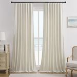 Timeper Extra Wide Curtains for Sliding Door - Elegant Cream Velvet Curtains, Half Blackout Privacy Protected Curtains for Daughter Bedroom, W62 x L84, 2 Panels