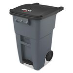 Rubbermaid Commercial 1971956 Brute Step-On Rollout Trash Can, 50 gal/189 L, 39.578" Height, 24.000" Width, Gray
