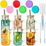 Mason Jars with Handle, 6 Pack 24oz