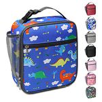 Apuucse Dinosaur Insulated Lunch Bag with Side Mesh Pocket for Kids/Boys/Girls/Child,Water-Resistant Leakproof Soft Cooler Bag Durable Portable Thermal Lunch Box for School/Picnic/Outdoor(Sky Blue)