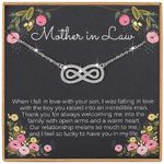 MADAOGO Mother in Law Gifts from Daughter in Law, Sterling Silver Cubic Zirconia Infinity Necklace for Women, Mother of the Groom Gift from Bride, Wedding Gift