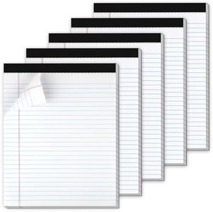 5 Pack Legal Pads Refills Note Pads, Writing Pads 8.5 x 11 Inches, Memo Pads Lined Writing Note Pads, Letter Size Legal Pad Wide Ruled Lined Pads Legal Rule for School Office（30 Sheet per Pads）