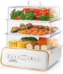 SUSTEAS Food Steamer for Cooking - 17QT Vegetable Steamer with 24H Booking & 60Min Timer, Electric Steamer with Digital Display and 3 Tier Stackable Trays, Auto Shut-Off & Boil Dry Protection