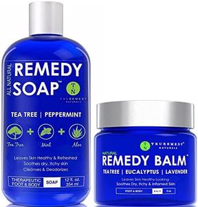 Remedy Tea Tree Oil Balm & Body Wash Bundle | Helps Body Odor, Athlete's Foot, Jock Itch, Ringworm, Yeast Infections, Skin Irritations, Eczema, Rashes for Women/Men | 100% Natural Tea Tree Mint & Aloe