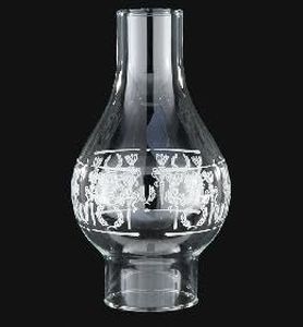 B&P Lamp® 3 Inch by 9 1/4 Inch Clear Diana Style Decorated Glass Lamp Chimney for Vintage and Antique Style Lamps