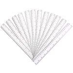 12 PCS 30cm Ruler Multipack Clear Ruler Plastic Rulers 12 Inches Shatter Resistant Ruler Shatterproof Metric Ruler Transparent Straight Ruler Measuring Ruler Tool for Student School Office