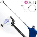 Solar Panel Cleaning Brush and Pole, 6M Electric Cleaning Roller Brush with Telescopic Water Fed Pole, 100Mins Runtime, 2 Spin Speeds, Outdoor Window Cleaning System for Solar Panlel, Window, Roof