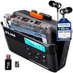 KLIM K7 Cassette Tape Player - Cassette to MP3 Converter - Portable - Built-in Microphone & Speaker - Rechargeable Battery - Earphones - 16GB SD Card - Black-Orange