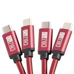 USB C cable to USB 3.2Gen1 type C 1m power and data cord set (2 pack) nylon braid for USB 3.1 laptops and smartphones Nexus 5X, 6P, OnePlus 2, OP 3, HTC 10, MacBook Pro - RED/RED