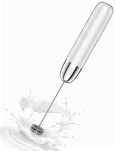 Maestri House Rechargeable Milk Frother, Handheld Electric Foam Maker Detachable Stainless Steel Whisk Drink Mixer Foamer Mini Blender for Matcha, Lattes, No Stand, LunaFro Mini(White)