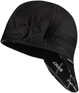 ARCCAPTAIN Reversible Welding Cap with Elastic Retractable Band, 8 Panel Protective Welders Cap, 10 oz Fireproof Cotton Comforts for Safety and Protection While Welding to Men Women, 7 1/4, Black