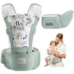 BABA KA DEEWANA Bebamour Baby Carrier Front And Back Carry Baby To Toddler Baby Hip Carrier With Head Hood&3 Pieces Teething Pads(Light Green)