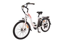 DJ City Bike 500W 48V 13Ah Power Electric Bicycle, Pearl White, LED Bike Light, Fork Suspension and Shimano Gear