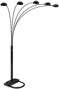 Ore International 6962BK-A 5-Headed Metal Dome Shade arc Tree Floor lamp, 84" x 45" x 50", Black