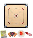 KMT Carrom Board for Kids Free Wooden Coins and Powder Serious Practice Water-Resistant Carrom Board Full Size Best Full Size Pack of 1 for All Ages (Carrom Board) (32 X 32 INCH Carrom Board 01)