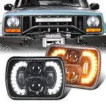 SPL 5x7/7x6 Inch Projector Led Headlights with DRL Cambered Lens Compatible with Jeep Wrangler YJ Cherokee XJ H6054 H5054 H6054LL 69822 6052 6053(Dot Approved))