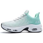 QAUPPE Womens Fashion Lightweight Air Sports Walking Sneakers Breathable Gym Jogging Running Tennis Shoes US 5.5-11 B(M)…, Whitegreen, 10