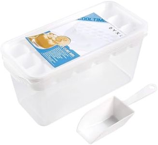 Ice Cube Bin Bucket Trays - Ice Holder, Container, Storage for Freezer, Refrigerator with Scoop, Lids