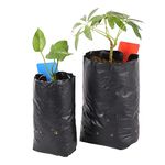 FULAIERGD 100 Pcs Thicken PE Seedling Bag Fruit Tree Seedling Cup Bonsai Planting Bag with 30 Pcs Plant Labels and 2 Pcs Mini Hand Portable Watering Sprinkler (4.52 Dia x 8.07 Height Inches)