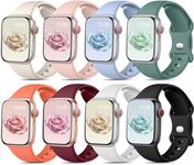 Mastten 8 Pack Sport Straps Compatible with Apple Watch Straps 38mm 40mm 41mm 42mm for Women Men, Soft Silicone Replacement Band for Apple Watch Series 10 9 8 7 6 5 4 3 2 1 / iWatch SE, Light Colour