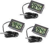 Inrigorous, 3 x Black Digital Steel Fridge Freezer Thermometer with Temperature Display Monitor