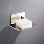 Celbon Stainless Steel Soap Dish, 12x8.5cm, Rectangular, Chrome Finish, Self-Adhesive, Modern Soap Holder for Bathroom and Kitchen