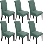 NeoGenius Premium Elegant Dining Room Chair Covers, Slipcovers Set of 6, Spandex Super Fit Stretch Removable Washable Chair Covers, Protector -for Dining Room (Dining Room Chair Covers_Pea Green, 6)