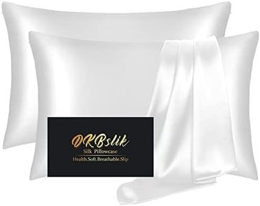 DKBslik Silk Pillowcase 2 Pack Mulberry Pillowcases Standard Set of 2 Health SoftSmooth Anti Acne Beauty Sleep Both Sides Natural Satin Pillow Cases for Women Pack with Zipper Gift White White-2pcs