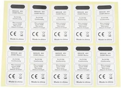 VGOL 10pcs Mid Drive Motor Sticker 48V 250W Motor Waterproof Sticker Decal 70x35mm Motor CE Label Tags Compatible with BBS02B BBS01B