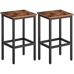 HOOBRO Bar Stools Set of 2, Industrial Kitchen Breakfast Bar Stools, Bar Chairs with Footrest, Counter Height High Stools, for Small Corner Space, Home Pub Garden Bar Table, Rustic Brown EBF65BY01G1