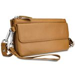 YALUXE Real Leather Wristlet Clutch Handbag Crossbody Bag Cellphone Purse RFID Blocking