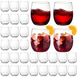 Tebery 32 Pack Unbreakable Plastic Wine Glasses Stemless, 12 Oz Heavy Duty Clear Drinking Glasses Wine Cups, Disposable & Reusable for Champagne, Dessert, Food Samples, Catering, Weddings