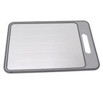 Defrost Tray Thaw Board Plate, Up to 5 Times Faster Defrosting for Meat and Frozen Foods No Electricity Required Double Sided Chopping Board with Knife Sharpener for Kitchen Cooking (Gray)