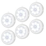 BLS Motion Sensor Light Indoor, LED Night Light Closet Lights, Under Cabinet Battery Powered Ceiling Lights, AA Battery Operated Stick on Puck Lights for Wall, Step, Stair, Dimmable (6 Pack)