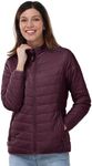 Outdoor Ventures Women's Quilted Jacket Lightweight Warm Packable Transition Jacket Puffer Jacket for Women Lined Soft Quilted Coat Quilted Coat for Leisure Hiking Travel Outdoor, aubergine, Medium