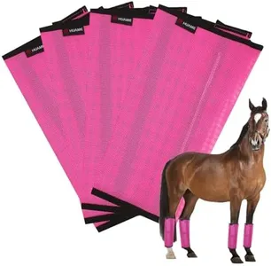 HUAME Horse Fly Boots, Breathable Mesh Protection Set of 4, Comfortable Pony Leggings, Breathable Mesh Design, Equines Supplies for Reduce Stomping, Hoof Damage & Leg Fatigue (Rose Red, Large)