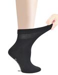 Yomandamor 5 Pairs Women's Non-Binding Cotton Seamless Toe with Ankle Dress Socks and Cushion Sole (Size 9-11)(black)