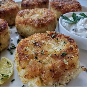 Pescatore Crab Cakes, | 14 pc | All Fresh Seafood | Jumbo Lump Crabmeat our signature Crabcake sauce herbs and spices, and the tiniest amount of panko