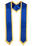 Newrara Deluxe Unisex Adult Plain Graduation Honor Stole Sash with Trim 72" Long, Royal Blue + Gold Trim, Large