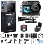 AKASO Brave 4 Pro 4K30fps Ultra HD Action Camera 131ft Waterproof Underwater Camera 20MP Vlogging Video Cameras Touch Screen EIS Remote Control 5XZoom 2xBatteries and Other Helmet Accessories Kit