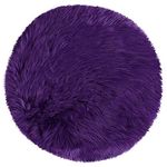 sourcing map Faux Fur Sheepskin Area Rug, Round Fluffy Indoor Carpets for Bedroom Living Room Sofa - Shaggy Soft Floor Decoration Washable Rugs, Purple 90x90cm / 3 x 3 Feet