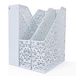 EasyPAG Desktop Metal Office Desk Tidy A4 File Holder Paper Organiser Magazine Storage Filing Rack,Pack of 3,White