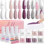 Aikker Acrylic Dip Powder Starter Kit Nail Dipping Powder System With Base,Top Coat and Activator,Brush saver Clear White Nude Pink Sliver Rose Gold French Nails Art Recycling Tray AK09