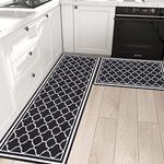 Pauwer Anti Fatigue Kitchen Rugs Sets 2 Piece Non-Slip Waterproof Kitchen Runner Rug Farmhouse Kitchen Rugs and Mats Comfort Standing Mat Cushioned Kitchen Floor Mats PVC Foam Kitchen Mats