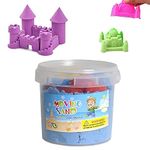 Magic Moving Kinetic Universe Sand Tub Play Set Beach Toy Molds Kids Beach Fun Box Toys Kids Kinetic Play Sand Bucket Activity Toy Kit with Mould -1 kg Multicolors (Round)