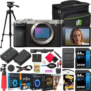 Sony a7CR Full Frame Mirrorless Interchangeable Lens Hybrid Camera | Official Sony USA Partner Model | Body Silver ILCE-7CR/S Bundle with Deco Gear Bag Case + Battery + Charger + Tripod + Software Kit
