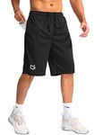 G Gradual Men's Basketball Shorts with Zipper Pockets Lightweight Quick Dry 11" Long Shorts for Men Athletic Gym, Black, Large