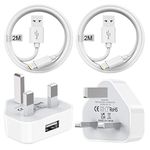 iPhone Charger Plug and Cable 2M 2Pack[Apple MFI Certified], iPhone Plugs UK with Lightning Cable,iPhone Charger Cable and Plug Phone Charger Adapter for iPhone 14 13 12 11 Pro Max/SE/XS/XR/X/8/7/6S/6