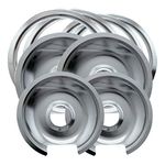 Range Kleen 1056RGE8 Drip Pan & Trim Ring 2 6" & 2 8" each, 8 Pk Chrome all/Large